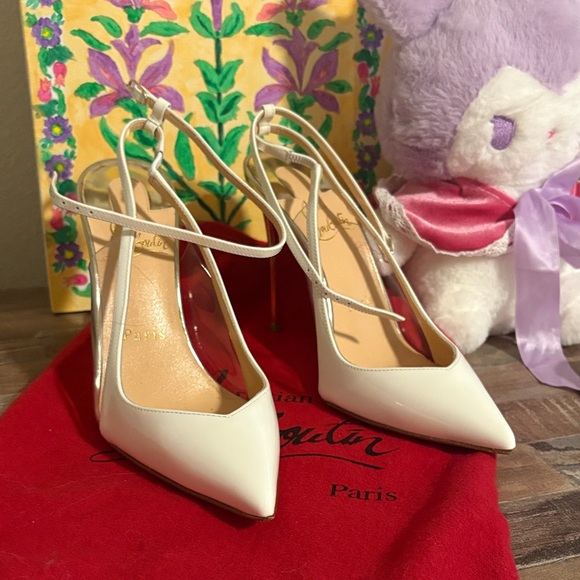 Christian Louboutin Nosy 100 pumps White Strappy Heels - Picture 1 of 6